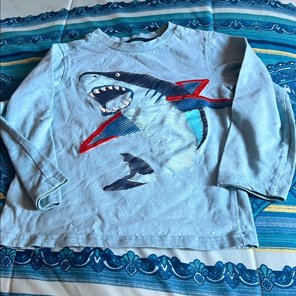 Kids Headquarters sky blue Shark Long Sleeve Tee.